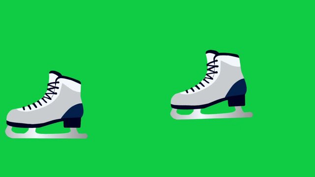 2D Animated Ice Skates with Blade Detail for Winter Sports and Skating Concept