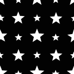 Obraz premium White stars pattern on black background for design and backgrounds