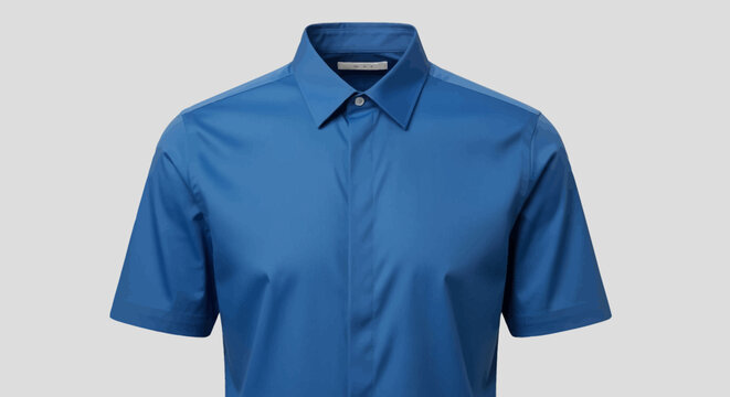 A crisp, blue button-down shirt for a stylish and modern wardrobe look