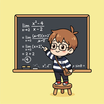 Boy Solving Math Problem.