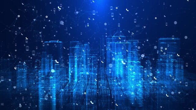 Futuristic city Artificial intelligence, Internet of things Worldwide Web, 3D 4K Internet Connectivity innovation Big Data. world cyber AI and smart city IoT technology online internet cyber security.