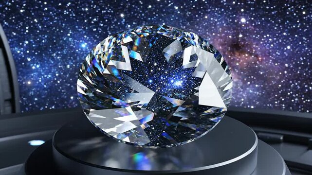 Brilliant Diamond on Starry Cosmic Pedestal
