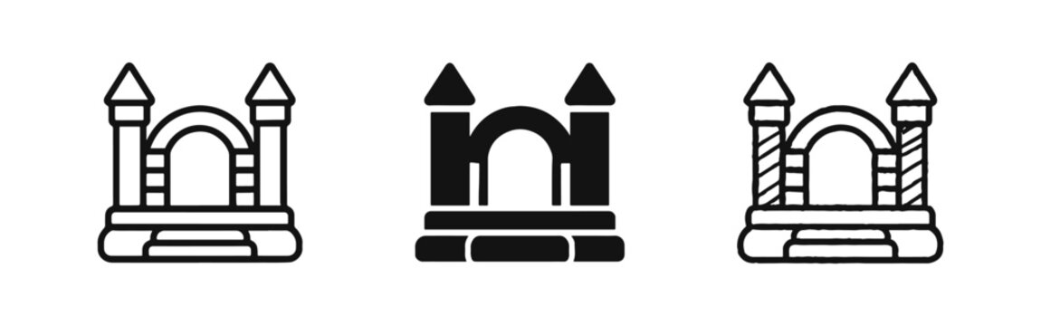 Bouncy Castle Icon Set for Kids Playground and Amusement Park Entertainment Theme