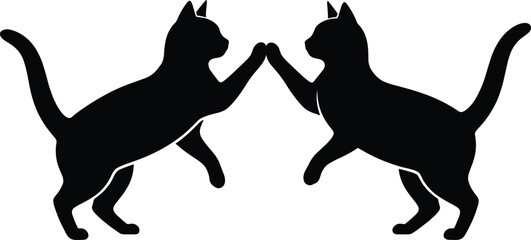 Cat silhouettes illustration, symmetrical design, mirror image cats, unity pose, animal love artwork, feline vector, pet care, creative art design © Sabbir's World