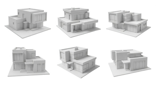 six modern house models displayed on a white background architectural designs and concepts for home construction and real estate