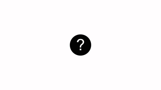 Animated question mark icon on a white background.