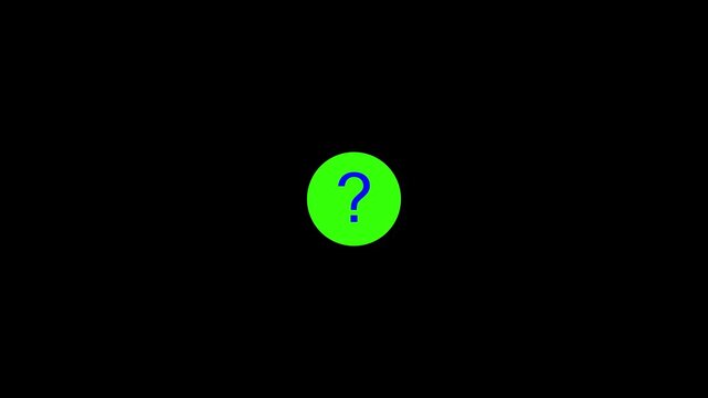 Animated question mark icon on a white background.