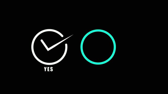 check marks ui button with yes and No. flat simple style modern red and green checkmark. Motion graphics.