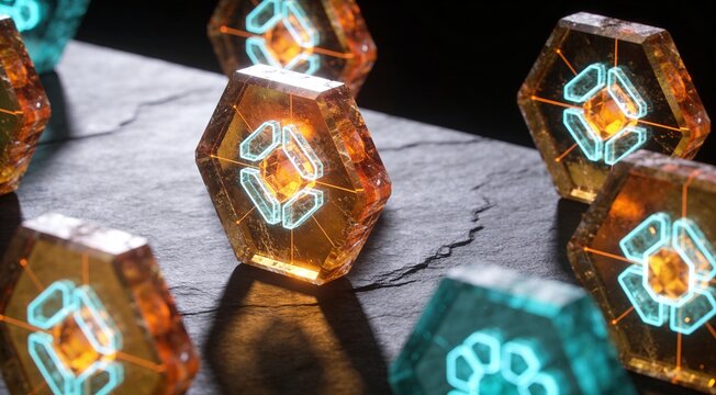 Premium corporate visualization of verified ESG data assets, immutable environmental governance, and digital tokenization on a dark background