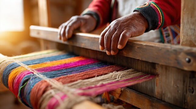 Artistry of peruvian weaving loom capturing vibrant threads of tradition and culture