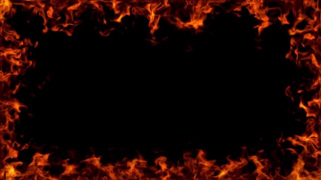 Burning Fire Border Motion Graphic on Black Background