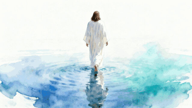 Amazing Walk Walker on the Water isolated watercolor vector illustration svg