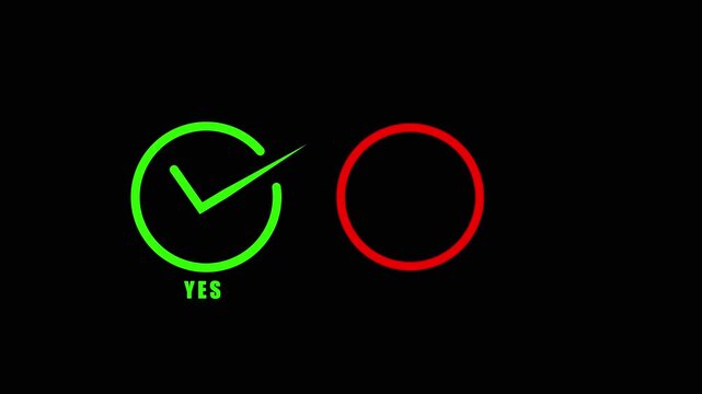 check marks ui button with yes and No. flat simple style modern red and green checkmark. Motion graphics.