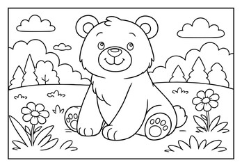 Cute bear cub coloring page © Hokyubi