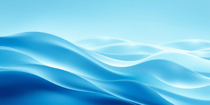 Abstract blue waves with flowing water lines create a soft digital motion pattern for a light vector background design and sea ocean art backdrop