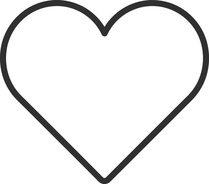 Black heart outline isolated on transparent background simple vector graphic
