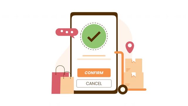 Order confirm suitable for ecommerce websites and online shops. Illustrates a seamless shopping experience with a confirmation of a successful order.
