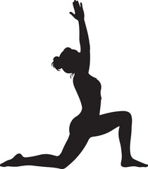 Fototapeta premium woman in crescent lunge yoga pose silhouette