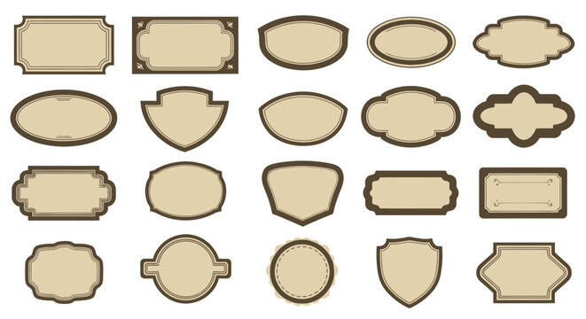 Collection of various label shapes.