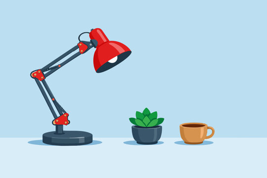 Industrial Swing Arm Desk Lamp Flat Vector