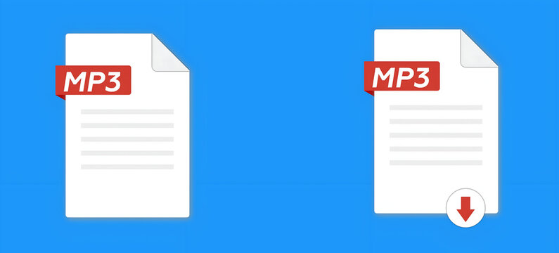 MP3 Audio File Download Icon Music Format Document Transfer Illustration