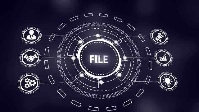 Centralized Digital System with Icons for Business Operations and Data Management network