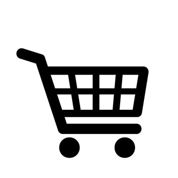 買い物や通販を表すショッピングカートアイコン（黒）