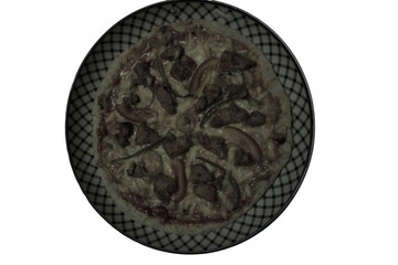 Fototapeta premium Home made pizza on a melamine plate transparent png