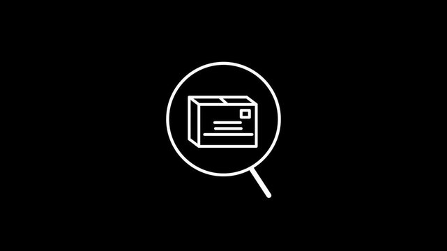 Package delivery tracking icon looping animation on black background

