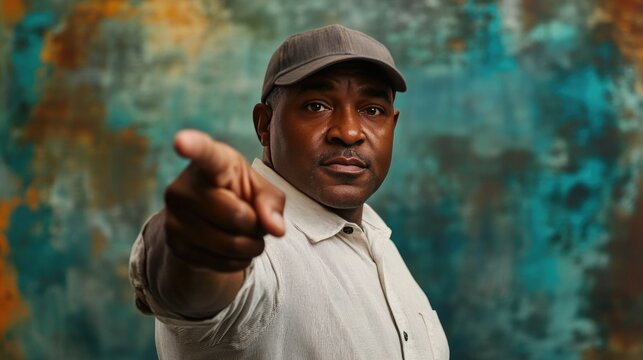 Confident Man Pointing at Viewer.