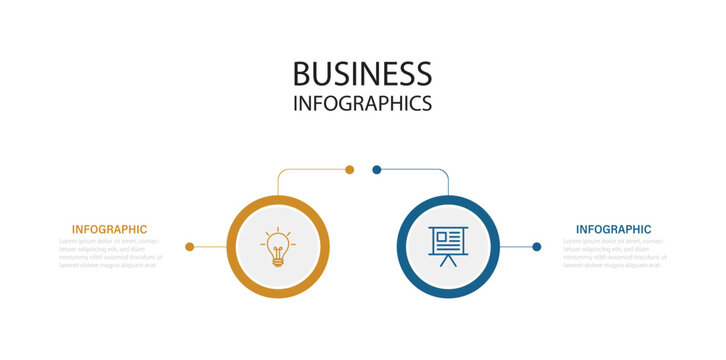 Vector Infographic design business template with icons and 2 options or steps. Steps business data visualization timeline process infographic template design with icons. 