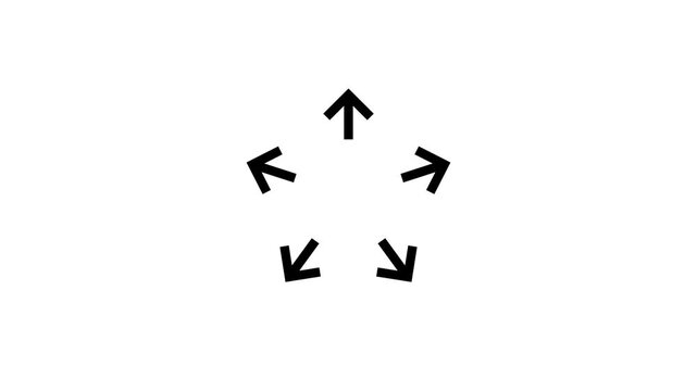 Five arrows diverge in different directions and form a five-pointed penta figure.