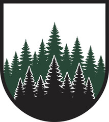 Obraz premium Forest Trees Silhouette Emblem Design.