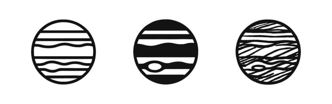 Jupiter Planet Icon Set - Astronomy and Space Exploration Symbols