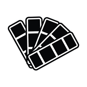 Minimalist color palette swatch icon, black and white fan deck vector illustration, graphic design tool symbol for branding and interior decoration projects