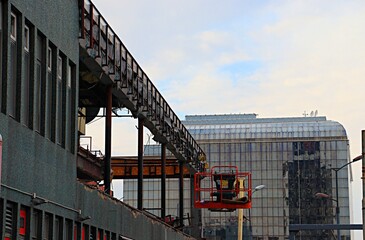 Fototapeta premium Demolition of the old Slavia Hotel in central Belgrade