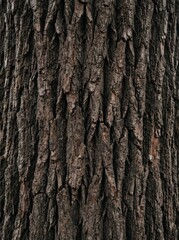 Fototapeta premium Close-up view of dark oak bark texture showcasing intricate patterns and shades
