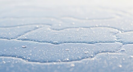 Obraz premium Close Up Of Water Droplets Reflecting Sunlight On A Light Blue Surface