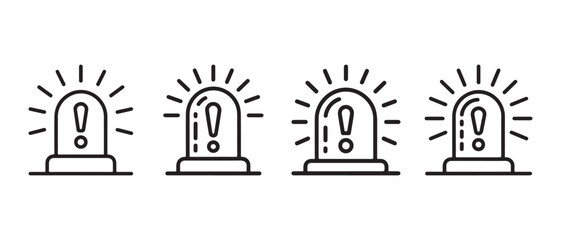 Fototapeta premium Warning lights icons set. with exclamation marks, indicating alert or danger signals.