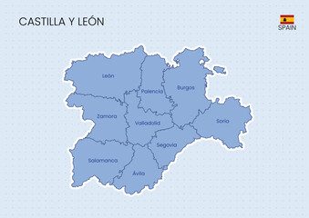 Fototapeta premium Castilla y León Map Spain Vector – Administrative Map, Provinces, Editable SVG