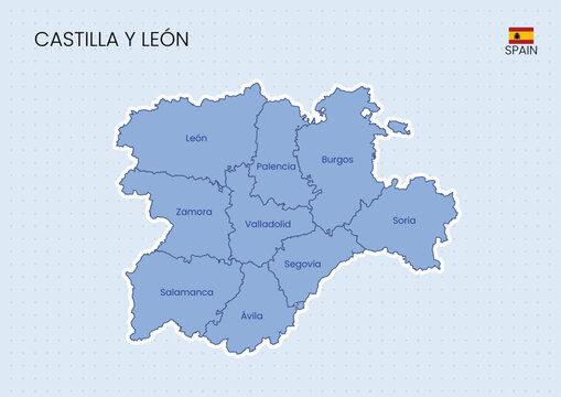 Castilla y Le&oacute;n Map Spain Vector &ndash; Administrative Map, Provinces, Editable SVG