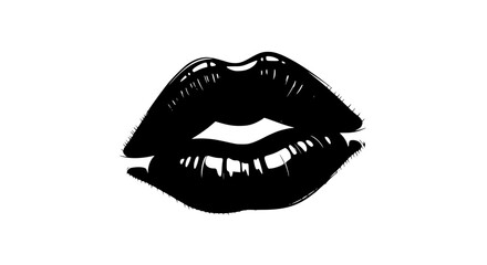 Fototapeta premium Lipstick kiss print vector illustration, isolated, bright red lips, beauty and cosmetics symbol, romance, love, valentine concept