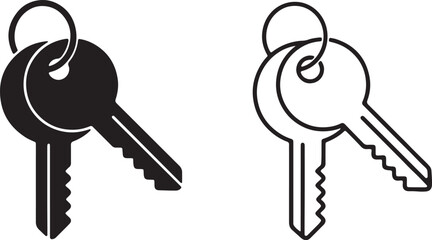 key icon set house keys silhouette and outline security symbol vector illustration © Loveli