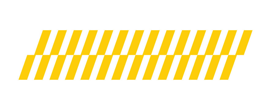 Yellow diagonal stripe pattern element. Industrial hazard warning stripe design. Abstract caution line pattern graphic. Construction safety stripe decoration.