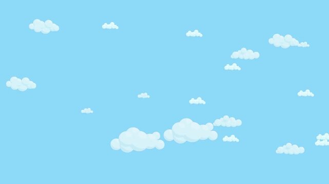 Cartoon Style Blue Sky with White Clouds Motion Graphic
