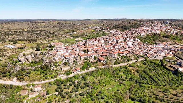 Aerial view of fermoselle village in zamora, spain
