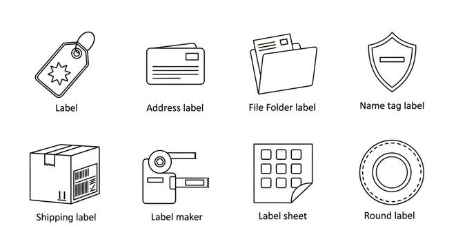 Label icons, label templates, sticker symbols, vector labels, icon set