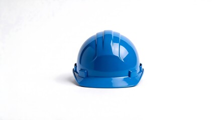 Fototapeta premium Blue hard hat on white background