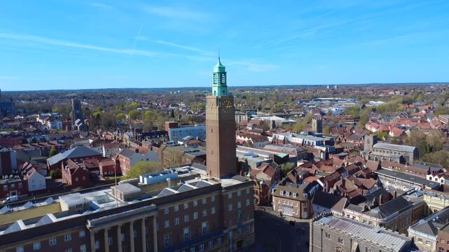 Norwich Town Hall Historic Civic Building Sunny Day UK