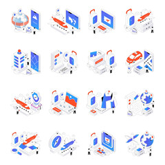 Fototapeta premium Set of Travel Isometric Illustrations